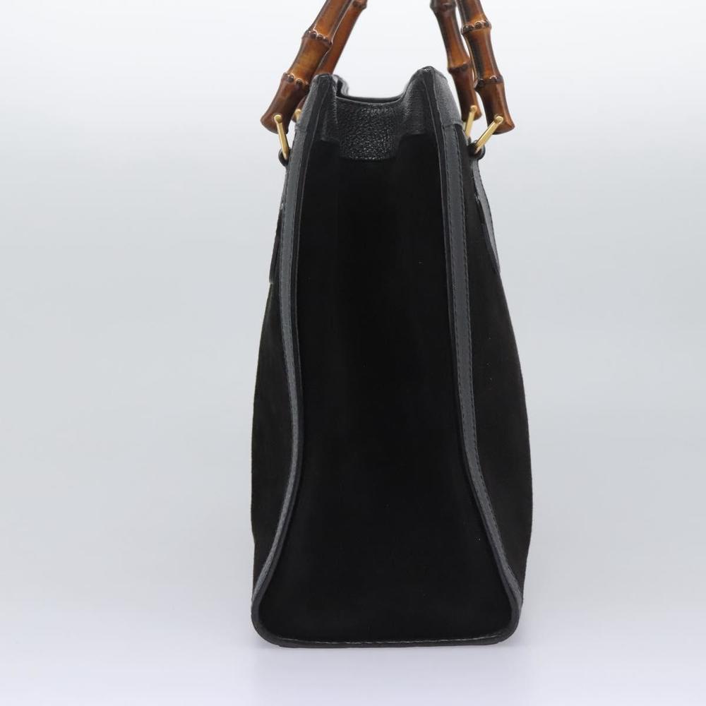 GUCCI Bamboo Hand Bag Suede Black Gold 002 2853 0260 0 Auth fm4365 - Picture 5 of 16